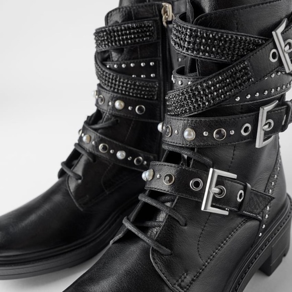 ZARA LOW HEELED LEATHER ANKLE BOOTS - Picture 3 of 16